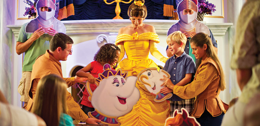 The newly expanded Fantasyland in Walt Disney World Resort features the "Beauty and the Beast" attraction. A family joins Belle and Lumiere in a storytelling adventure at Enchanted Tales with Belle.