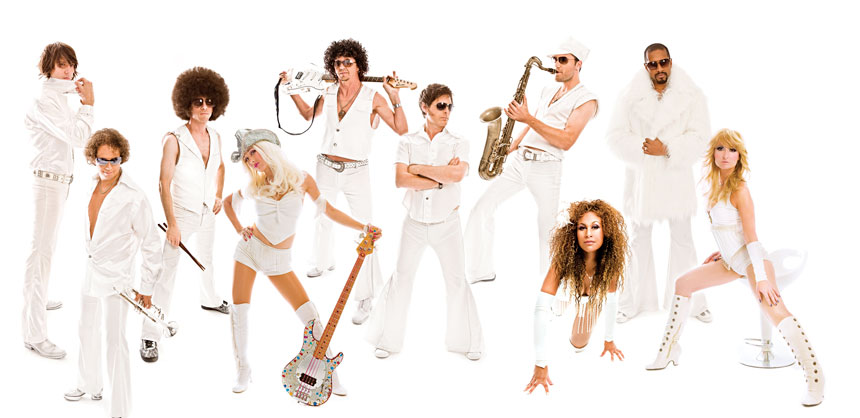 The Boogie Wonder Band – The Ultimate Disco Tribute is available for corporate gigs. Credit: Blue Moon Talent Inc.