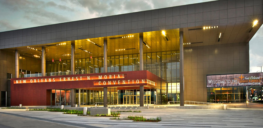 The entrance to the New Orleans Ernest N. Morial Convention Center's new 60,300-sf Great Hall, which debuted in January. Credit: MCCNO
