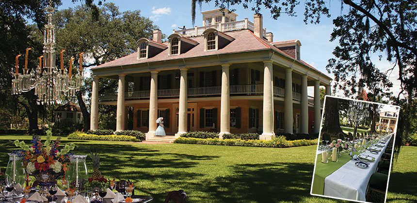 Houmas House Plantation and Gardens, located between Baton Rouge and New Orleans, is an ideal site for corporate receptions and outings. Credit: Custom Conventions. Inset photo credit: BBC Destination Management