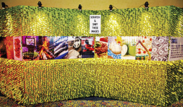 Specialized scratch-n-sniff wallpaper is making a comeback. This new version, which offers customization and interactive capabilities, truly offers an engaging experience for attendees. Credit: Access Destination Services