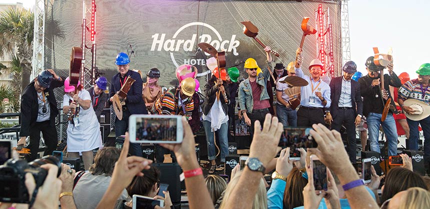 Grand opening Guitar Smash at the Hard Rock Hotel Daytona Beach.