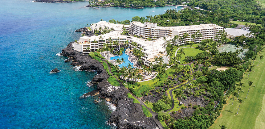 The OUTRIGGER Kona Resort and Spa offers oceanfront views, along with more than 100,000 sf of indoor and outdoor event space.