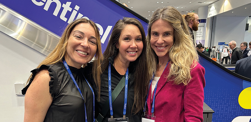 Nelia Nunes, pictured on left with Kristen Margulis and Erin LeMoine at this year’s RSA Conference in San Francisco, says being a fair and reasonable collaborative problem solver helps her to build relationships on trust. Courtesy of Nelia Nunes