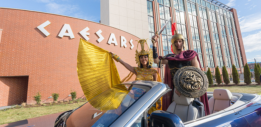 Caesar and Cleopatra at the Grand Opening of Caesars Virginia. Photo by Justin Kase Conder